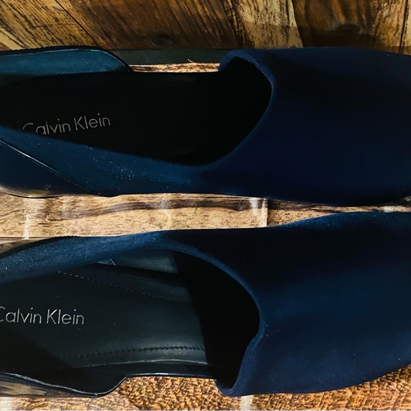 Calvin Klein Peep Toe Fabric Wrap Wedge Heels size 8 1/2 - 9 blue - Picture 7 of 14